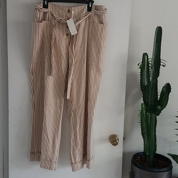 TORY BURCH STRIPED CROPPED PANT Sz 14 - Picture 6 of 8